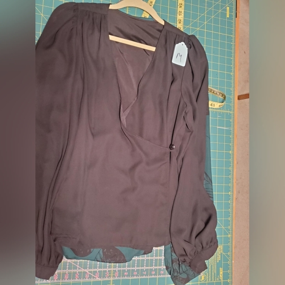 Backlot Georgette Wrap Top in Black - Picture 8 of 15